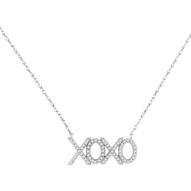 10kt White Gold Womens Round Diamond XOXO Hugs Kisses Letter Pendant Necklace 1/5 Cttw 10kt White Gold Womens Round Diamond XOXO Hugs Kisses Letter Pendant Necklace 1/5 Cttw